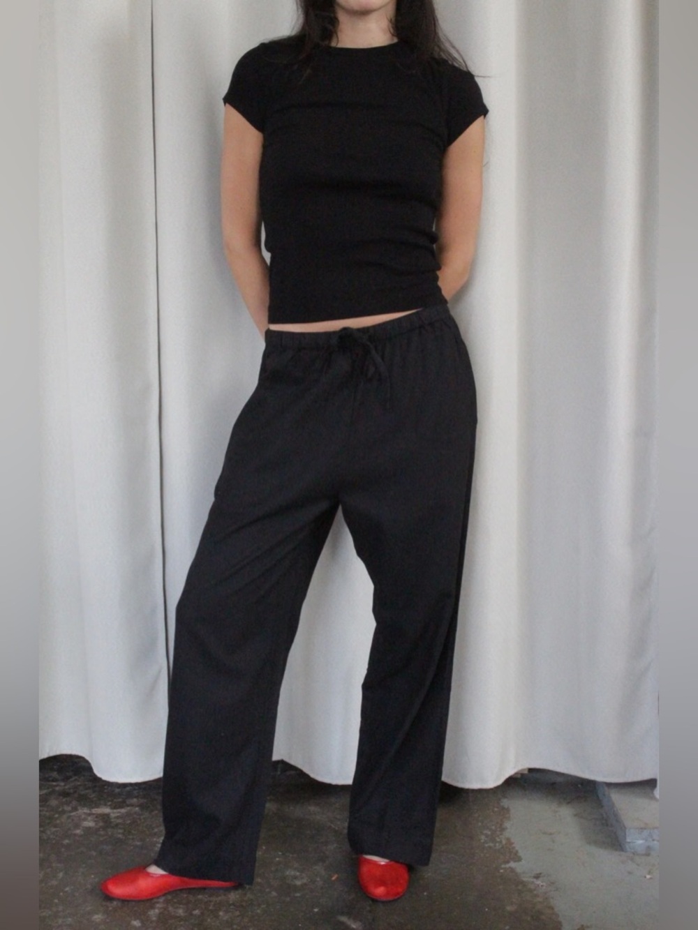Woven Silk Pants Black Small - Picture 2 of 9